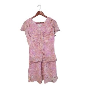 Vintage Karen Stevens Y2K Paisley 90's‎ Ruffle Clueless Skirt Set Size 12